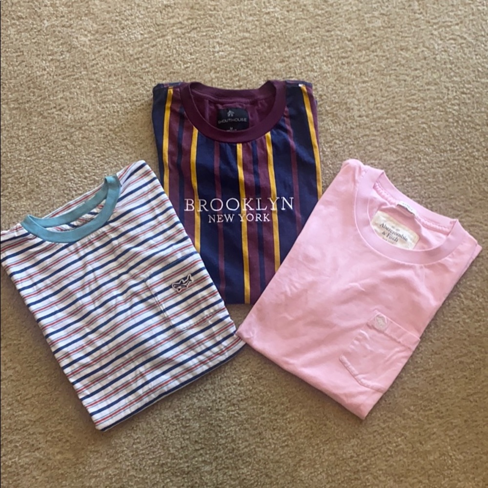 Men’s SS tshirts.  All Size M. Brands listed below